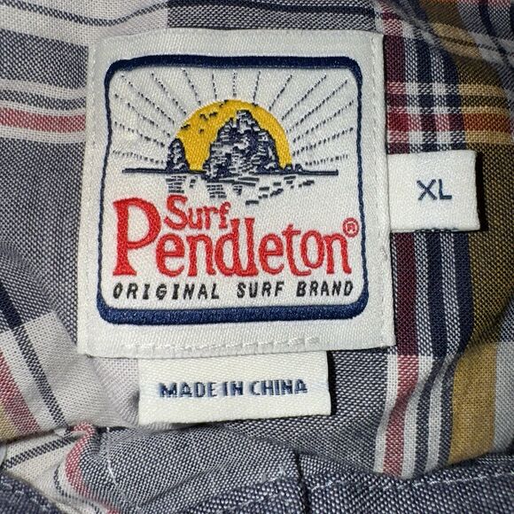 Surf Pendleton Short Sleeve Button Up Shirt Multi-Color Plaid Men’s Size XL - Picture 5 of 6
